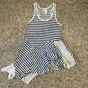 Anthropologie Rio Rao Asymmetrical Lace Striped Top Size XS